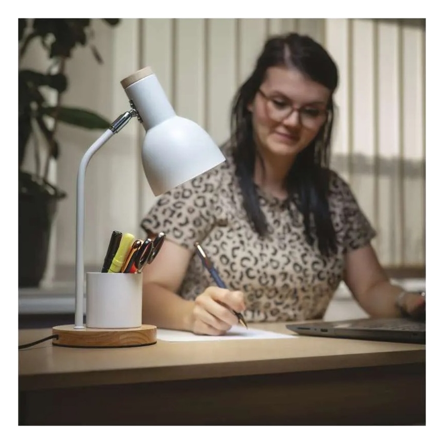 Stolní lampa POPPY 1xE27/25W/230V bílá
