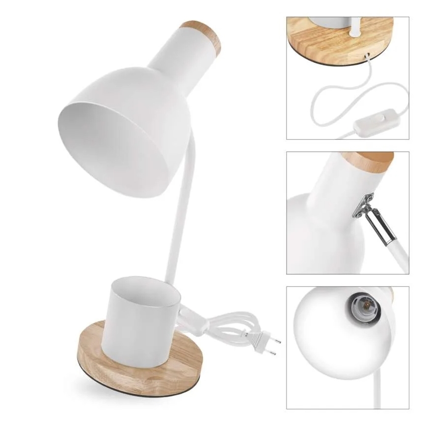 Stolní lampa POPPY 1xE27/25W/230V bílá