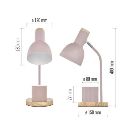 Stolní lampa POPPY 1xE27/25W/230V růžová