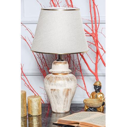 Stolní lampa RAMZES 1xE27/40W/230V krémová/zlatá