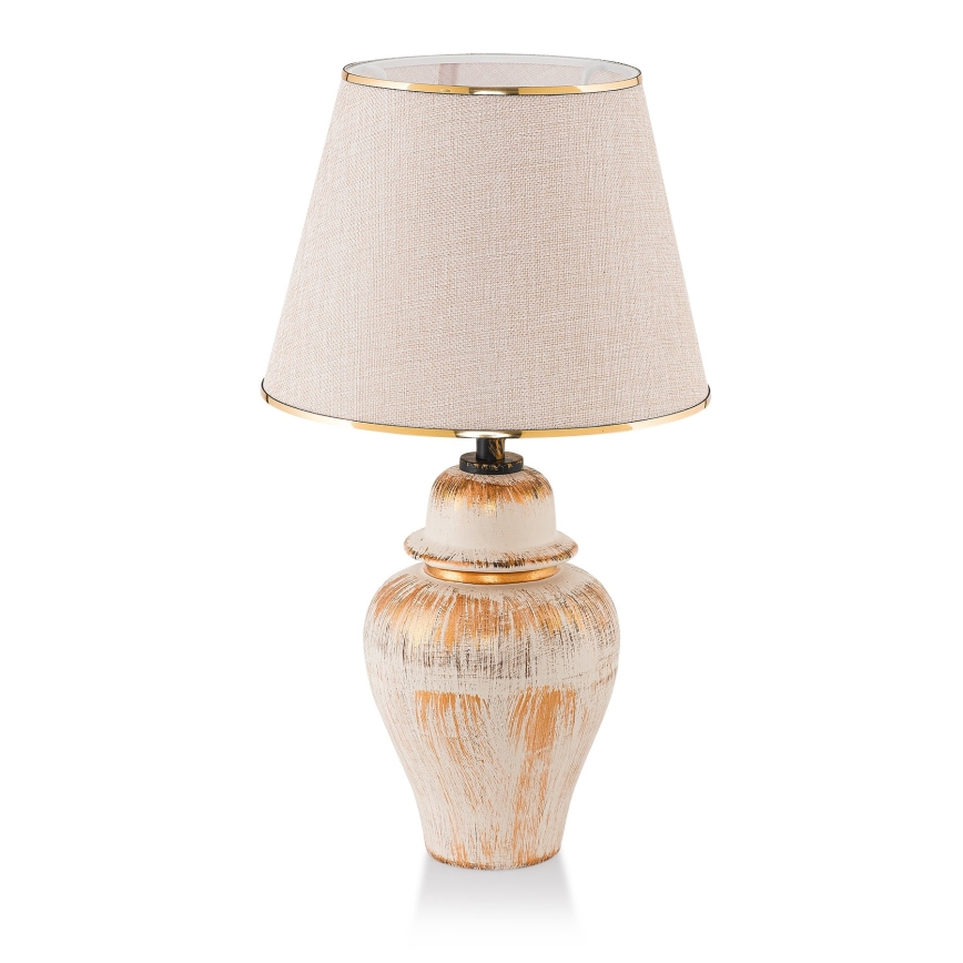 Stolní lampa RAMZES 1xE27/40W/230V krémová/zlatá