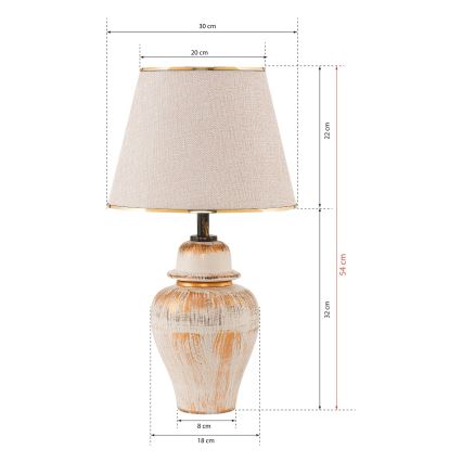 Stolní lampa RAMZES 1xE27/40W/230V krémová/zlatá