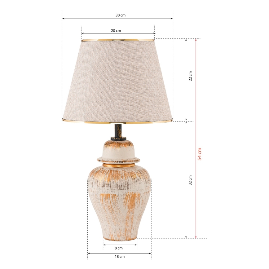 Stolní lampa RAMZES 1xE27/40W/230V krémová/zlatá