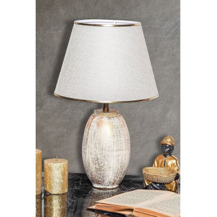 Stolní lampa RAMZES 1xE27/40W/230V krémová/zlatá