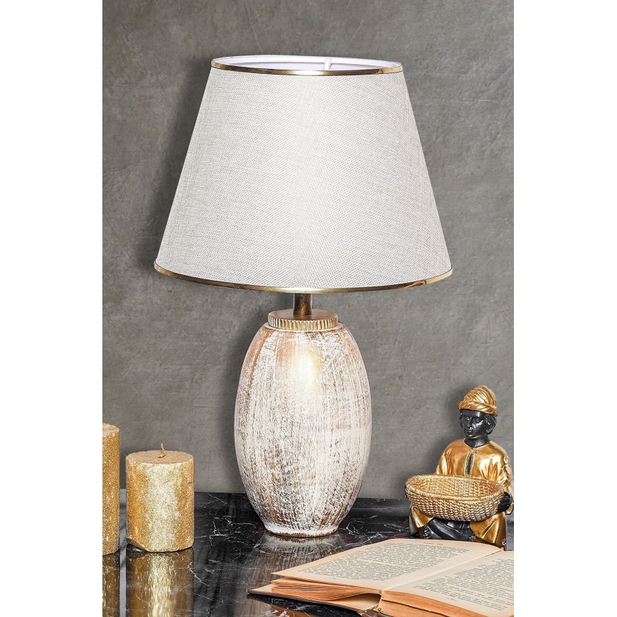 Stolní lampa RAMZES 1xE27/40W/230V krémová/zlatá