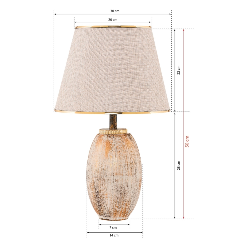 Stolní lampa RAMZES 1xE27/40W/230V krémová/zlatá