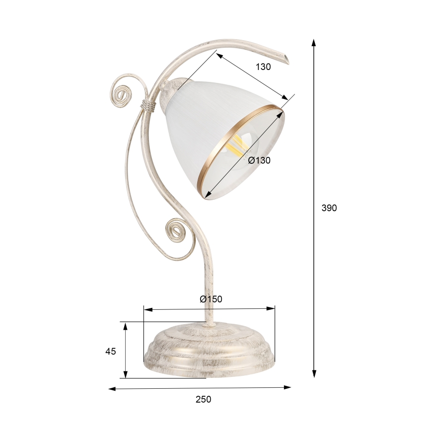 Stolní lampa RETRO II 1xE27/60W/230V bílá patina