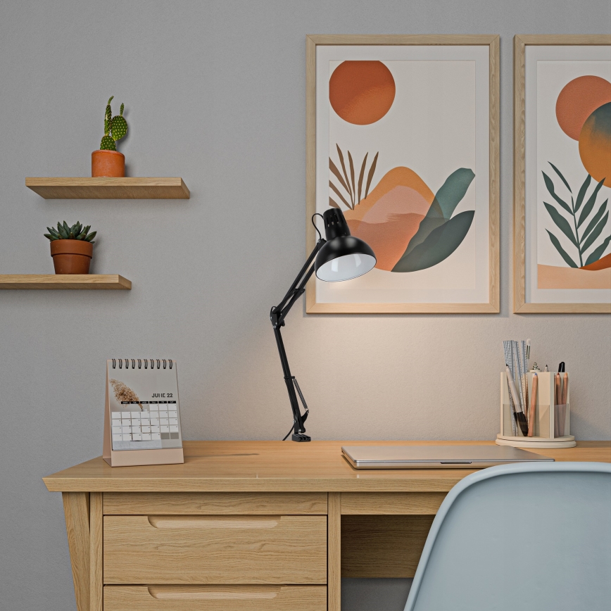 Stolní lampa s klipem 1xE27/60W/230V černá