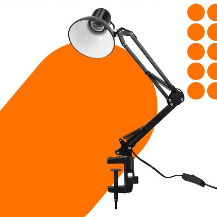 Stolní lampa s klipem 1xE27/60W/230V černá