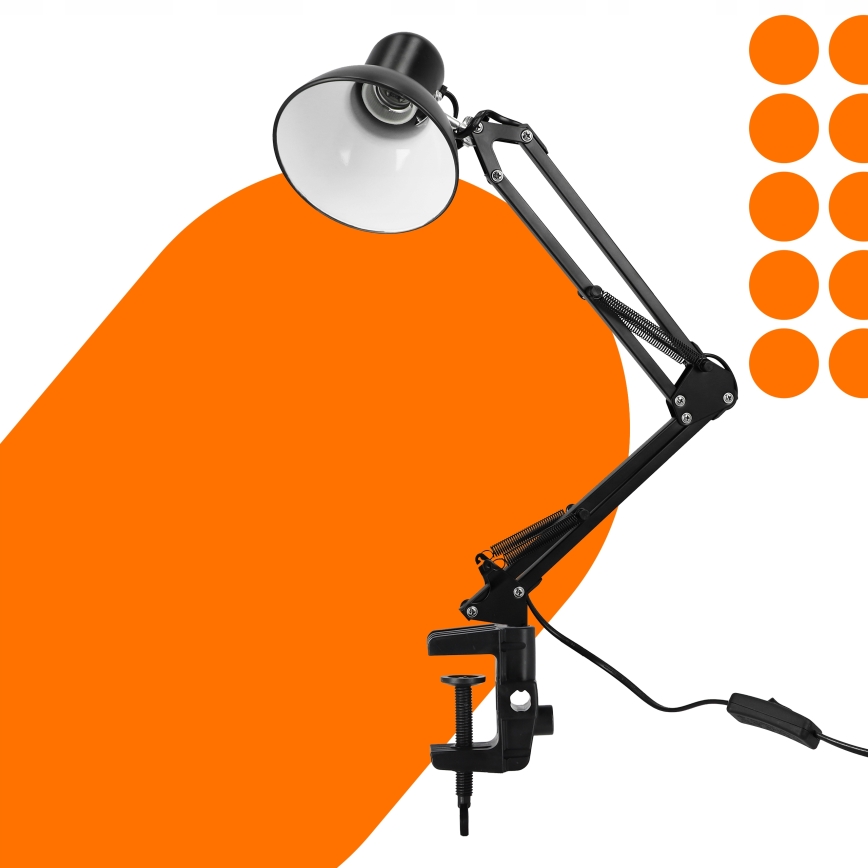 Stolní lampa s klipem 1xE27/60W/230V černá