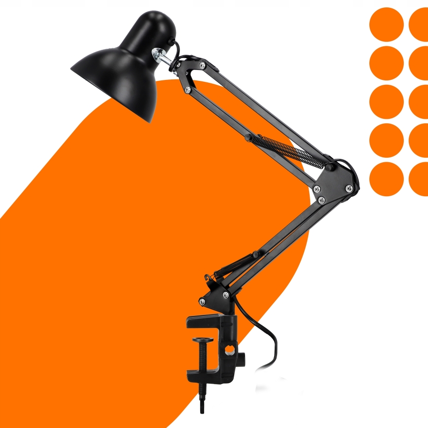 Stolní lampa s klipem 1xE27/60W/230V černá