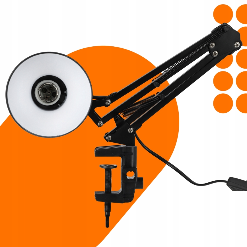 Stolní lampa s klipem 1xE27/60W/230V černá