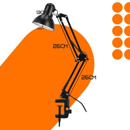 Stolní lampa s klipem 1xE27/60W/230V černá