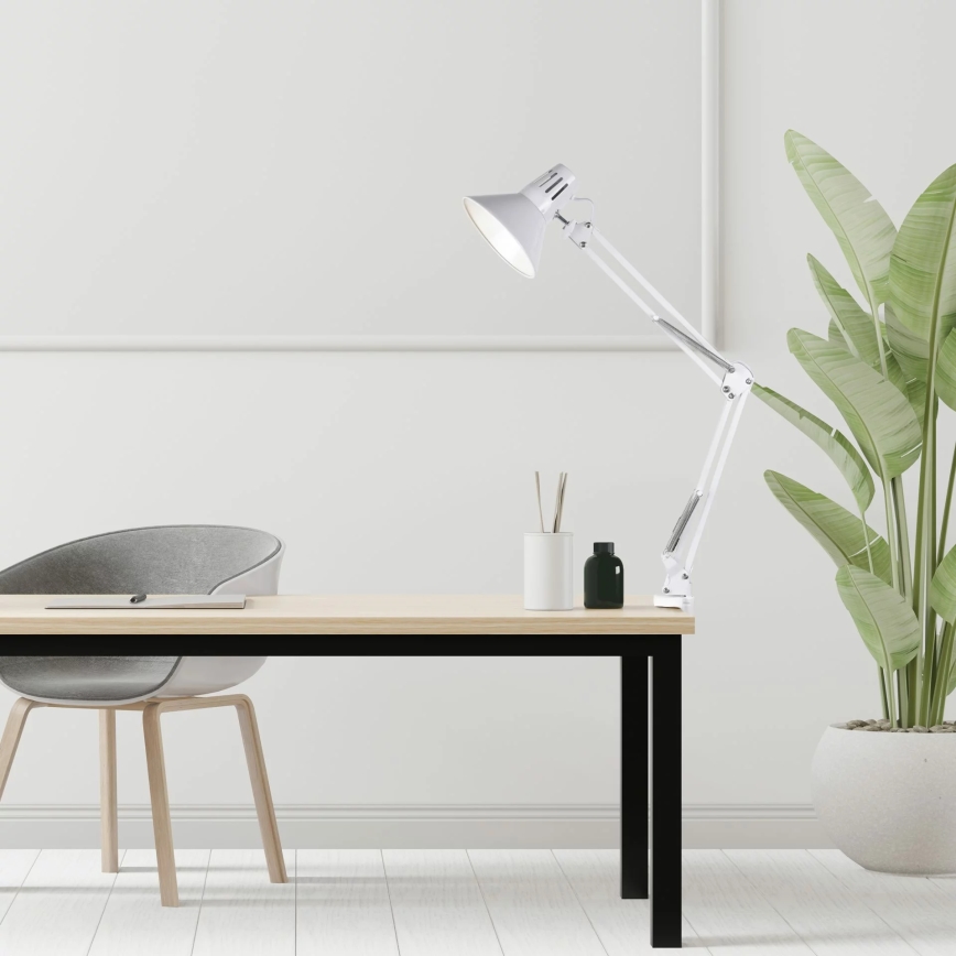 Stolní lampa s klipem WORKER 1xE27/10W/230V bílá