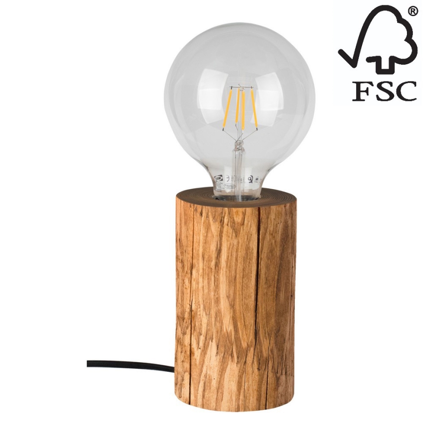 Stolní lampa TRABO 1xE27/25W/230V borovice – FSC certifikováno