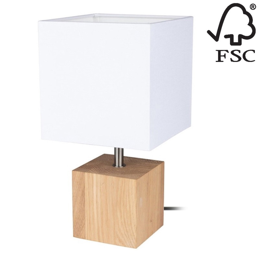 Stolní lampa TRONGO SQUARE 1xE27/25W/230V dub – FSC certifikováno