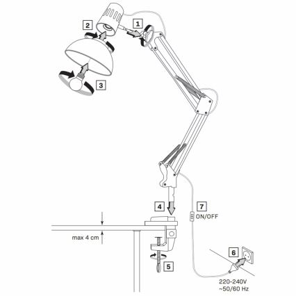 Stolní lampa WORKER 1xE27/10W/230V bílá