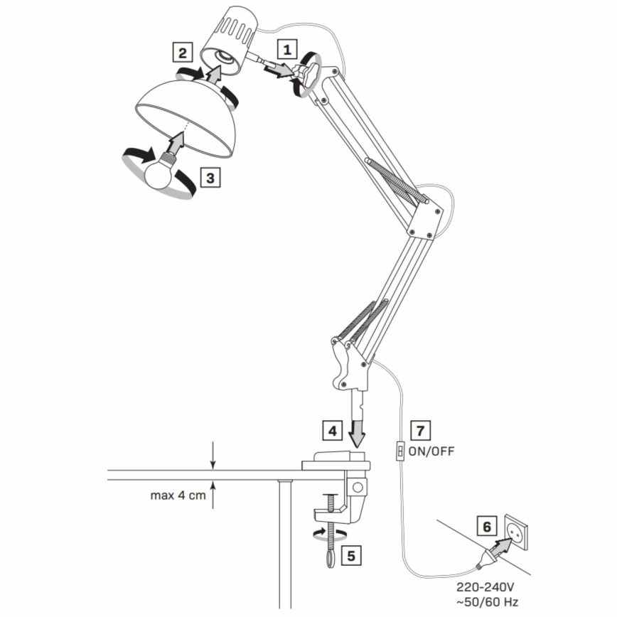 Stolní lampa WORKER 1xE27/10W/230V bílá