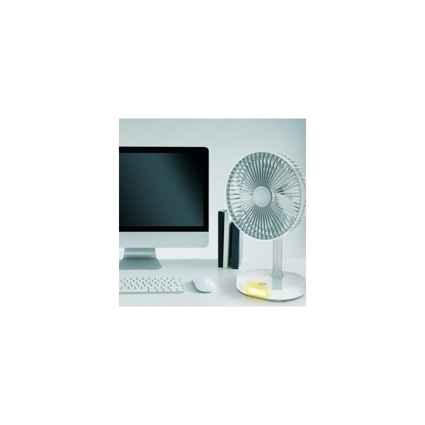 Stolní nabíjecí ventilátor s LED lampou 3000mA/3,7V microUSB