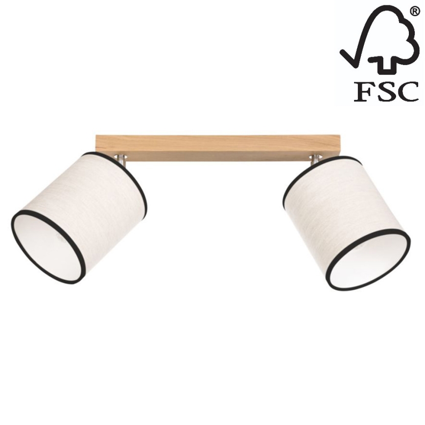 Stropní bodové svítidlo BOHO 2xE27/25W/230V dub – FSC certifikováno