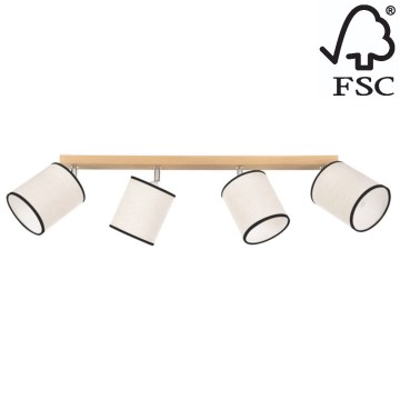Stropní bodové svítidlo BOHO 4xE27/25W/230V dub – FSC certifikováno