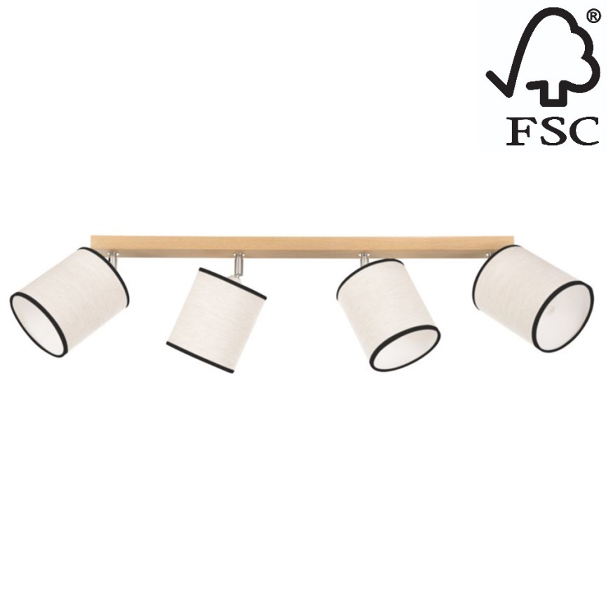 Stropní bodové svítidlo BOHO 4xE27/25W/230V dub – FSC certifikováno
