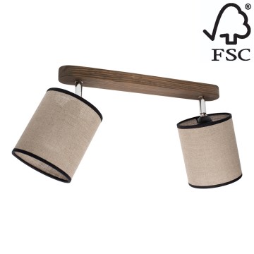 Stropní bodové svítidlo NEGRO 2xE27/25W/230V borovice – FSC certifikováno