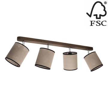 Stropní bodové svítidlo NEGRO 4xE27/25W/230V borovice – FSC certifikováno
