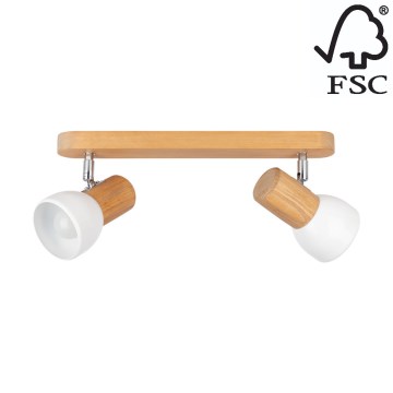 Stropní bodové svítidlo NEL 2xE27/15W/230V borovice – FSC certifikováno
