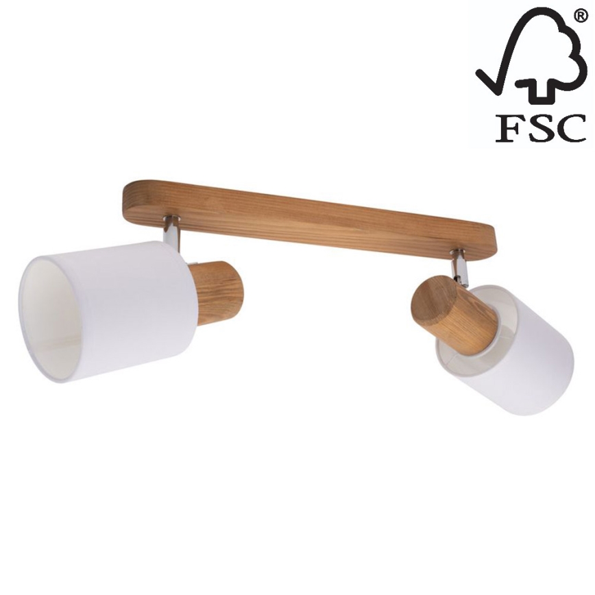 Stropní bodové svítidlo TRENDY 2xE27/15W/230V borovice – FSC certifikováno