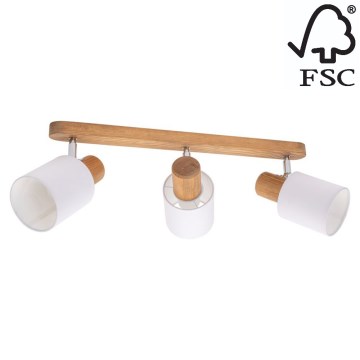 Stropní bodové svítidlo TRENDY 3xE27/15W/230V borovice – FSC certifikováno