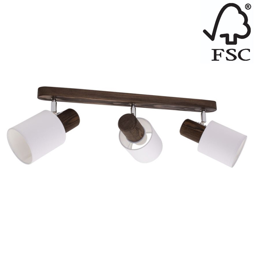 Stropní bodové svítidlo TRENDY 3xE27/15W/230V borovice – FSC certifikováno