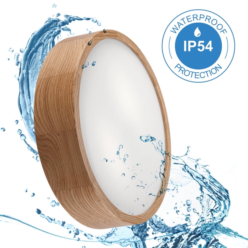 Stropní koupelnové svítidlo OAK 3xE27/15W/230V dub ø 37 cm IP54