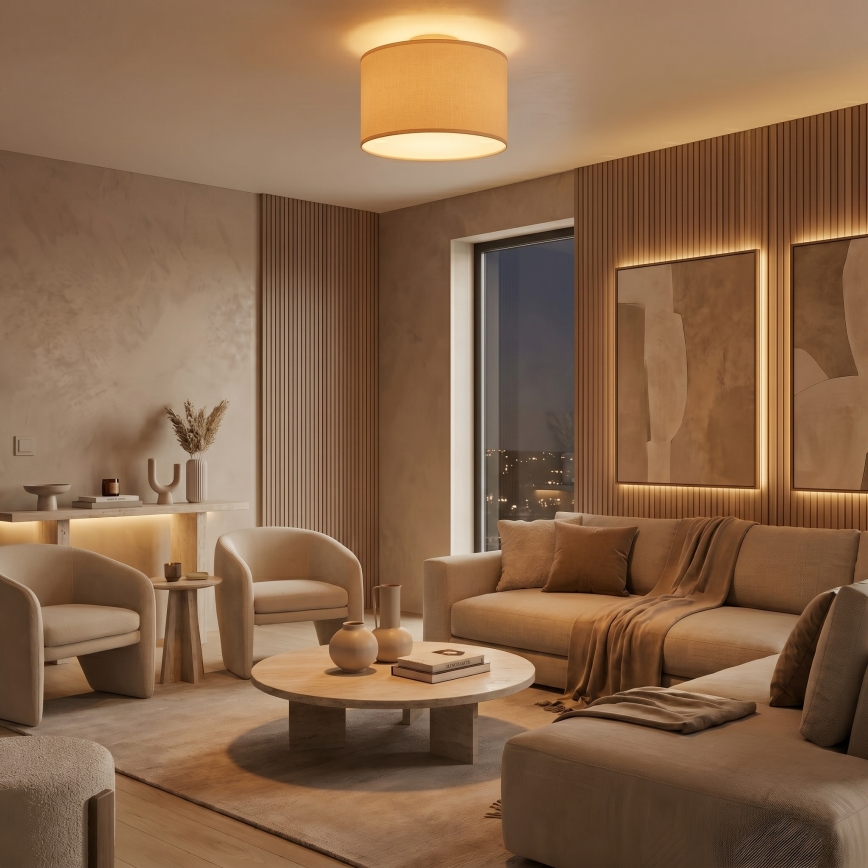 Stropní svítidlo ARDEN 1xE27/15W/230V pr. 40 cm béžová