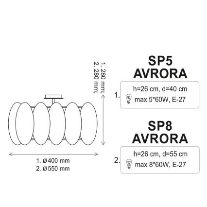 Stropní svítidlo AURORA 5xE27/60W/230V