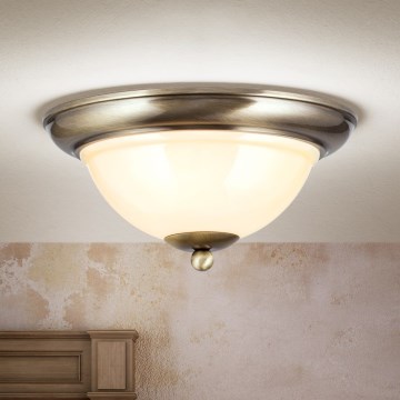 Stropní svítidlo AUSTRIAN OLD LAMP 2xE27/60W/230V pr. 27 cm bronz/béžová
