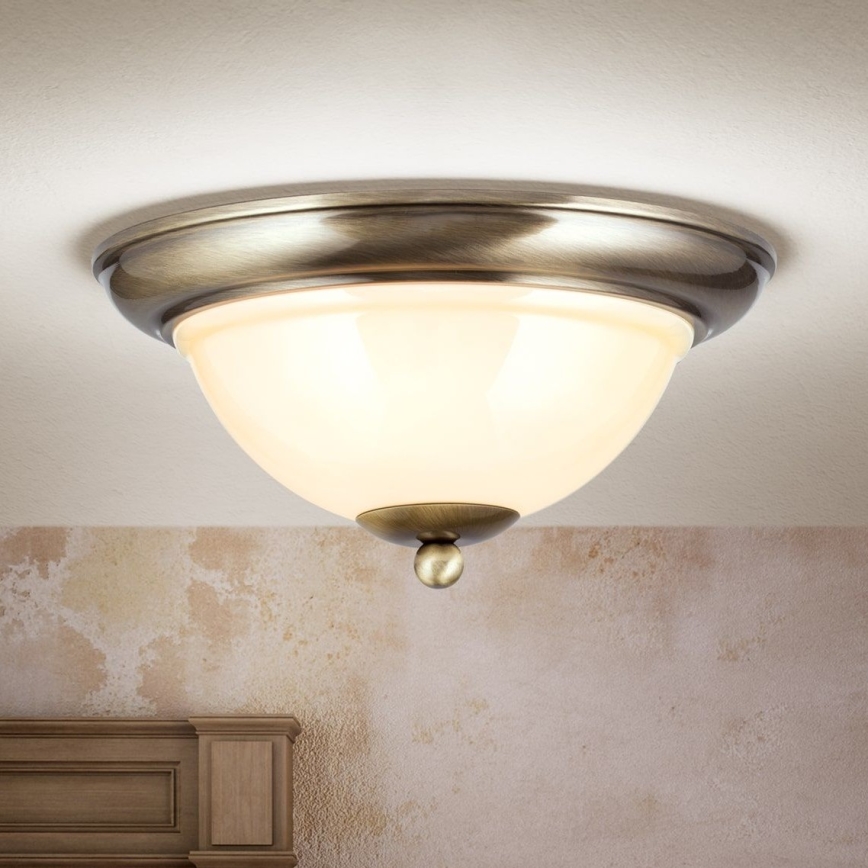 Stropní svítidlo AUSTRIAN OLD LAMP 2xE27/60W/230V pr. 27 cm bronz/béžová
