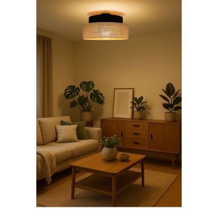 Stropní svítidlo BOHO 1xE27/60W/230V černá/béžová