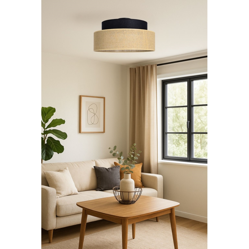 Stropní svítidlo BOHO 1xE27/60W/230V černá/béžová