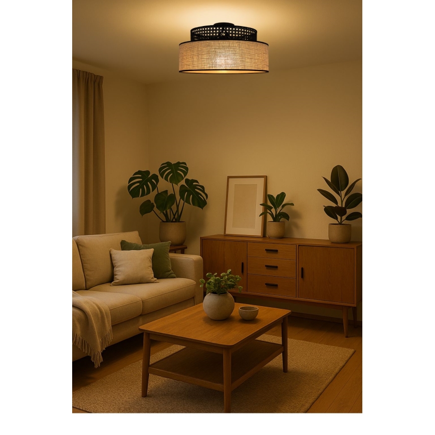 Stropní svítidlo BOHO 1xE27/60W/230V černá/ratan