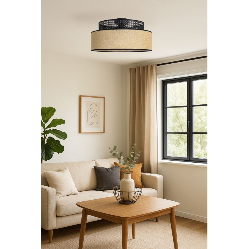 Stropní svítidlo BOHO 1xE27/60W/230V černá/ratan