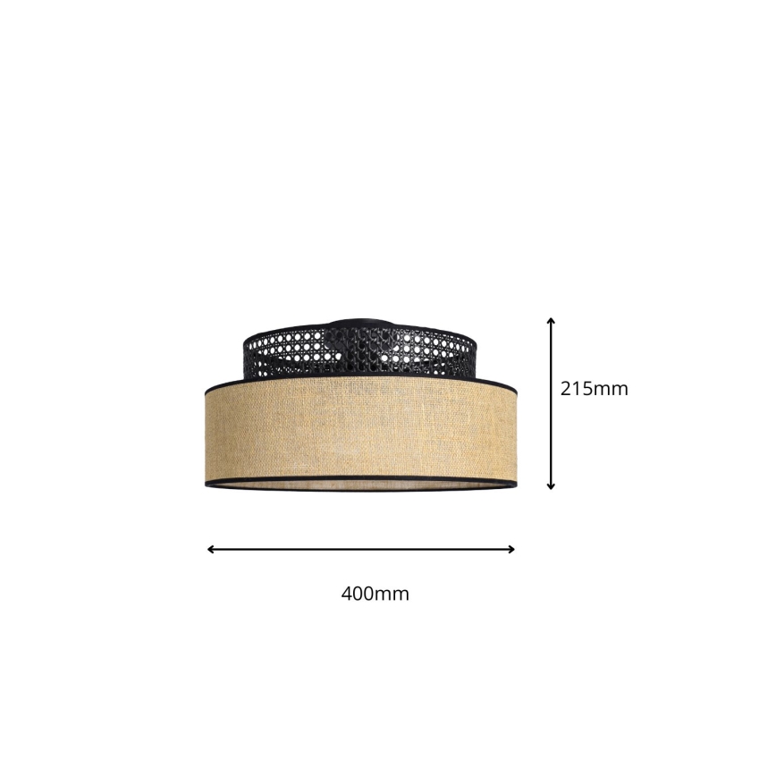Stropní svítidlo BOHO 1xE27/60W/230V černá/ratan