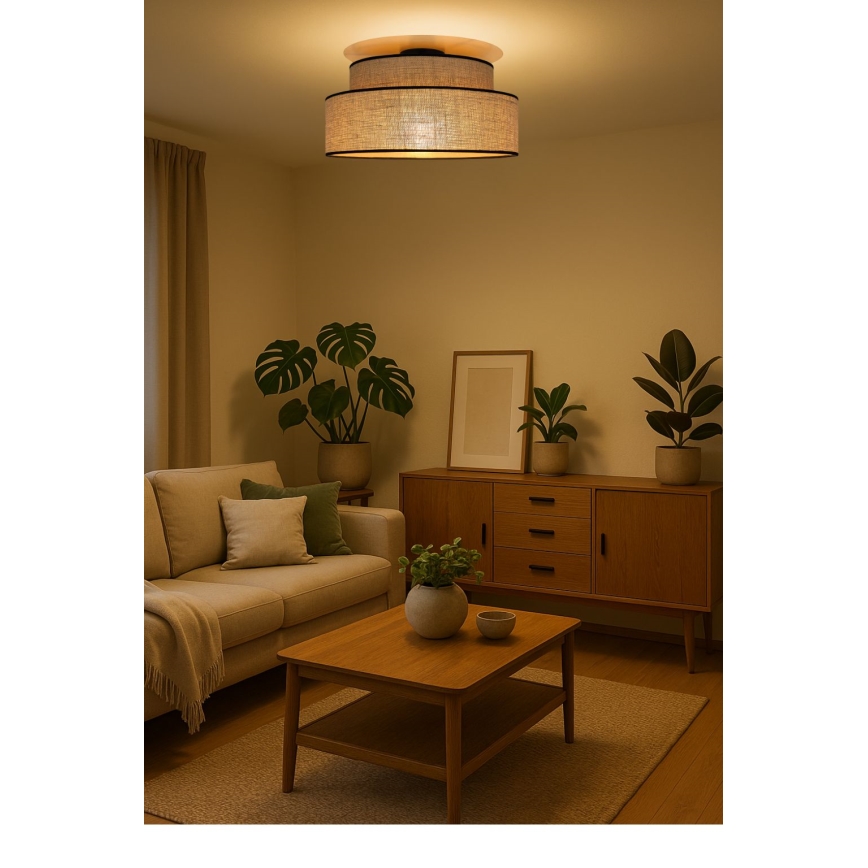Stropní svítidlo BOHO 1xE27/60W/230V pr. 40 cm béžová