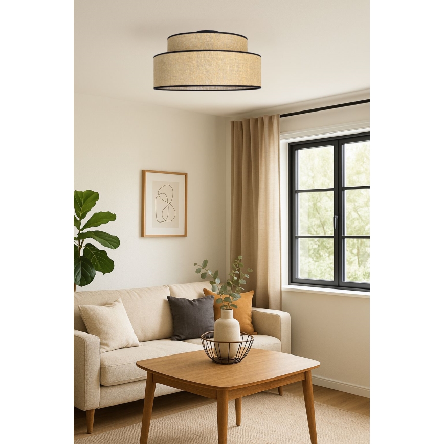 Stropní svítidlo BOHO 1xE27/60W/230V pr. 40 cm béžová