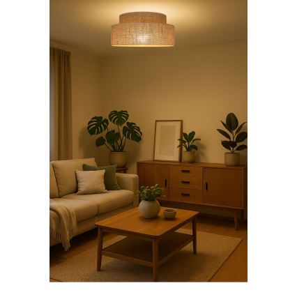 Stropní svítidlo BOHO 1xE27/60W/230V pr. 40 cm béžová