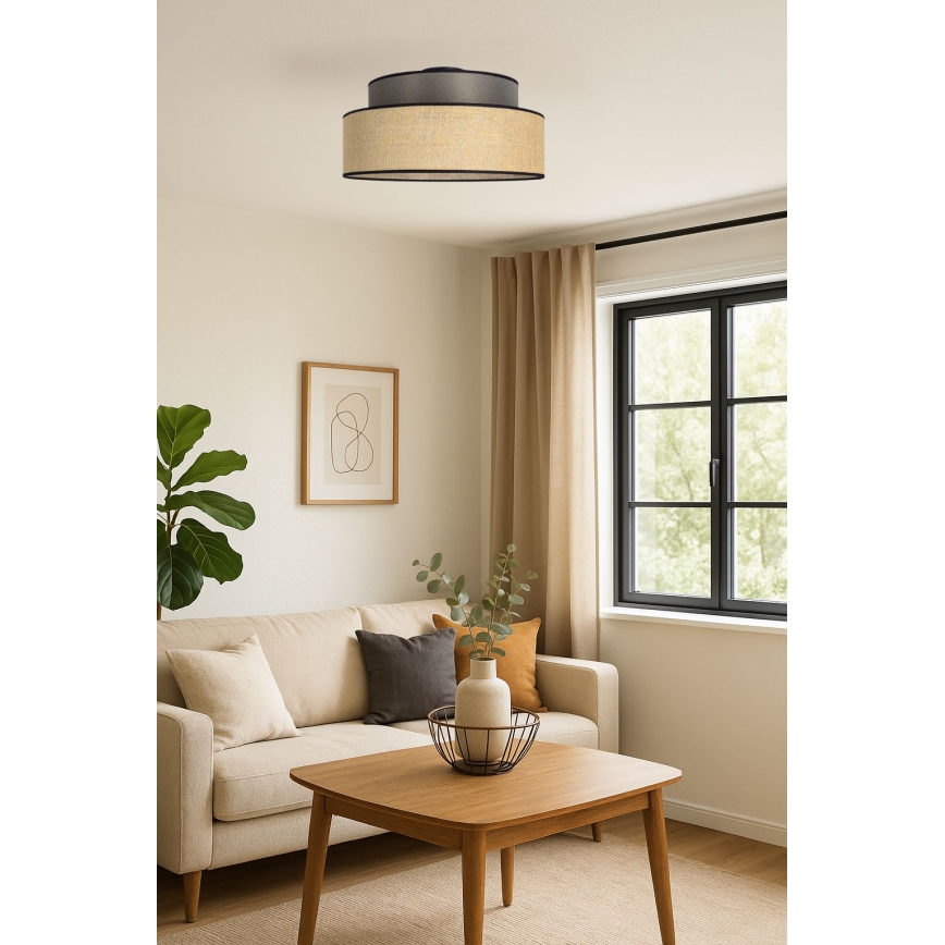 Stropní svítidlo BOHO 1xE27/60W/230V pr. 40 cm hnědá/béžová