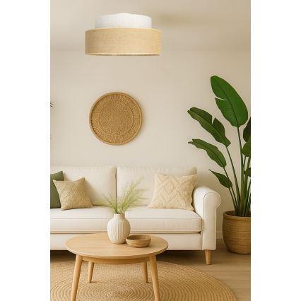 Stropní svítidlo BOHO 1xE27/60W/230V pr. 40 cm krémová/béžová