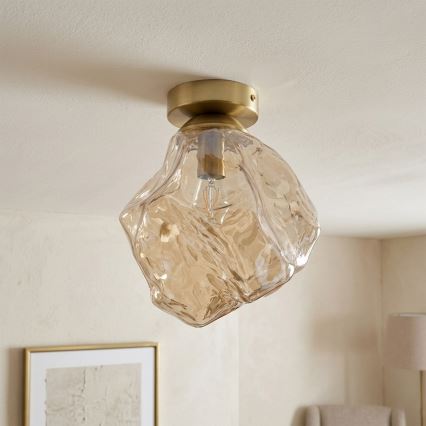 Stropní svítidlo CRISTAL 1xE14/15W/230V mosaz/kouřová béžová