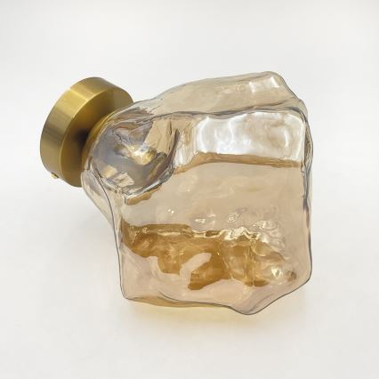 Stropní svítidlo CRISTAL 1xE14/15W/230V mosaz/kouřová béžová