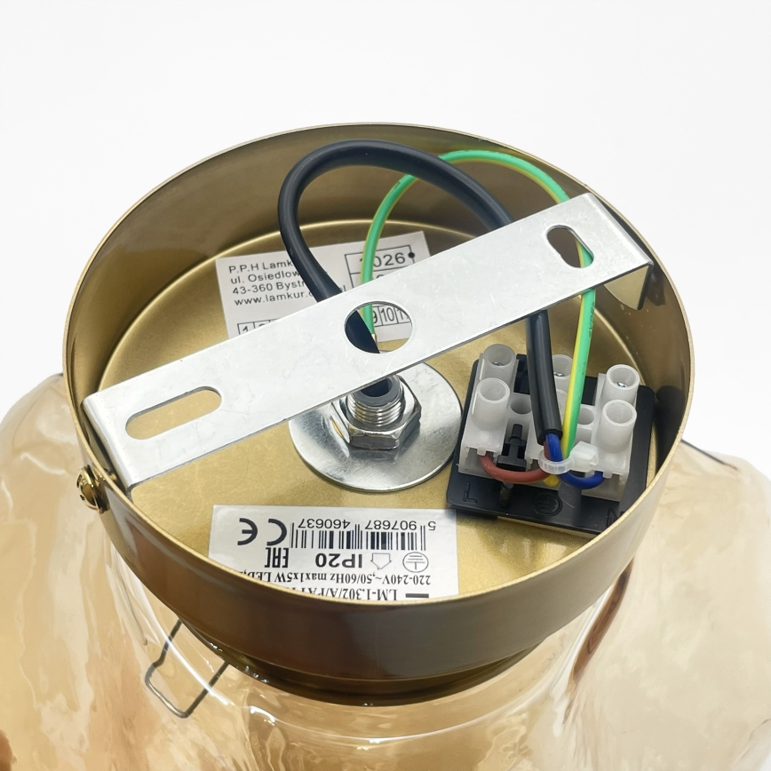 Stropní svítidlo CRISTAL 1xE14/15W/230V mosaz/kouřová béžová